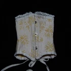 Antique French Boned Corset for French or German Bisque Doll Brocade Fabric NICE
