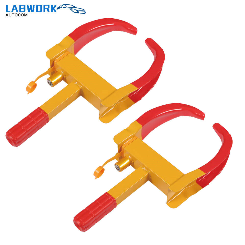 A Pair Wheel Clamp Lock Boot Tire Claw For Car Boat Trailer Golf Carts & 4 Keys