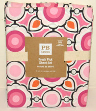 Pottery Barn Teen XL Twin Fresh Pick Sheet Set Pink NEW Flat Fitted Pillowcase