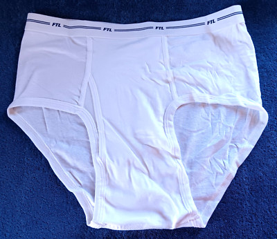 Fruit Of The Loom Men's Brief 1 XL 42-44 Xtra Lrg FTL LOGO Waist Cotton VTG Whte