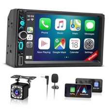 Wireless Double Din Car Stereo with Carplay, Android Auto, Bluetooth, 7"