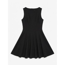 Sleeveless Fit and Flare Dress Women Small Black Mini Good