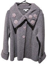 Pendelton Gray 100 Lambs Wool Blazer With Floral Accents