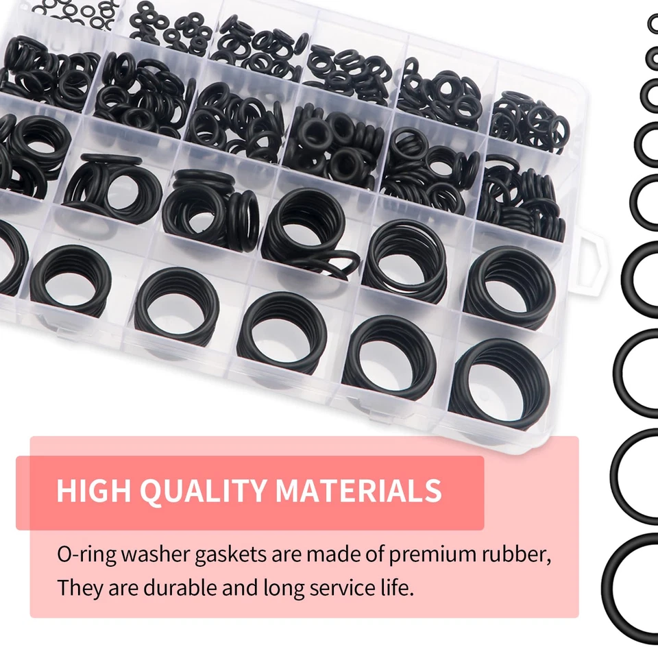 Kit 385 o-ring gomma NBR nero 24 misure guarnizioni tenuta auto clima idraulica - Immagine 4 di 4
