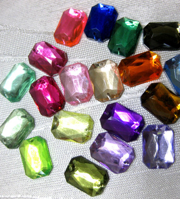 50 Acryl-Strass-Glitzersteine,rechteckig,zum Aufnähen,14x10mm,Farbe wählbar,St43