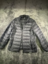 Eddie Bauer Women's EB650 Down Puffer Jacket Black Full Zip Lightweight Size L