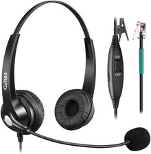 RJ9 Telephone Headset with Noise Cancelling Mic for Landline Phones