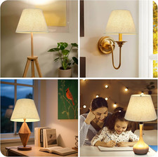 Beige Linen Barrel Lamp Shade Table Lamps 6" Top X 10" Bottom X 7" High Small