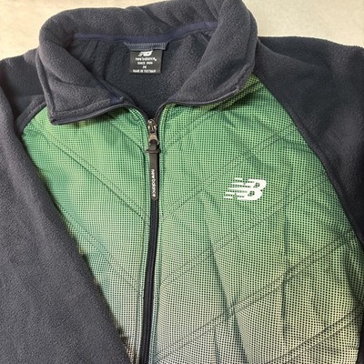 New Balance Puffer Jacket Mens M Quilted Full Zip Fleece Tech Black Running Gym
