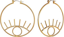Gold Eye Earrings for Women 14K Gold Plated Dangle Abstract Evil Eye Hoop Earrin