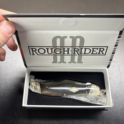 Rough Rider Brown wood handle 440 Razor Sharp Steel Folding Pocket Knife RR1779 