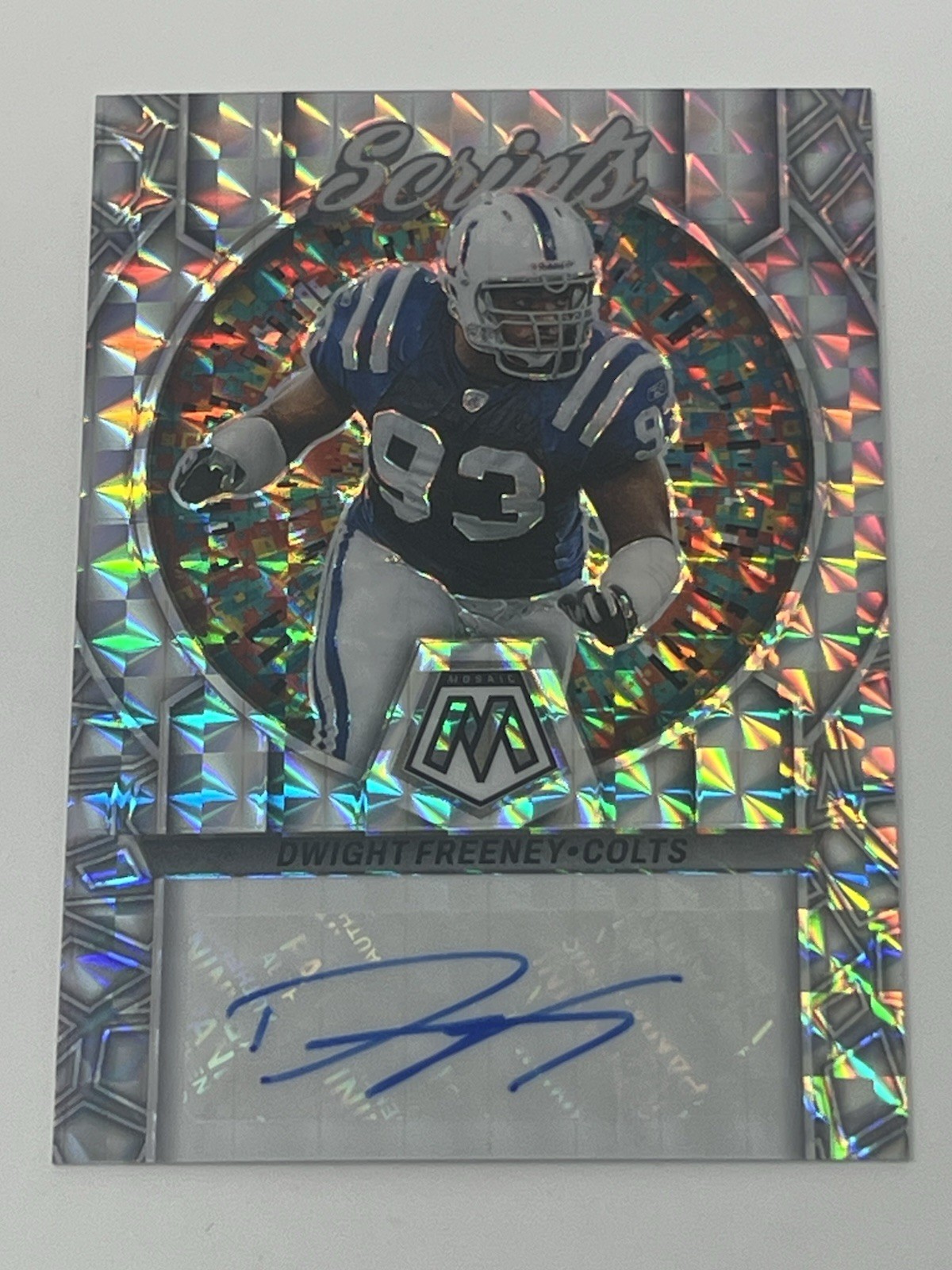 2023 Panini Mosaic Scripts #S29 Dwight Freeney Indianapolis Colts Signed Auto