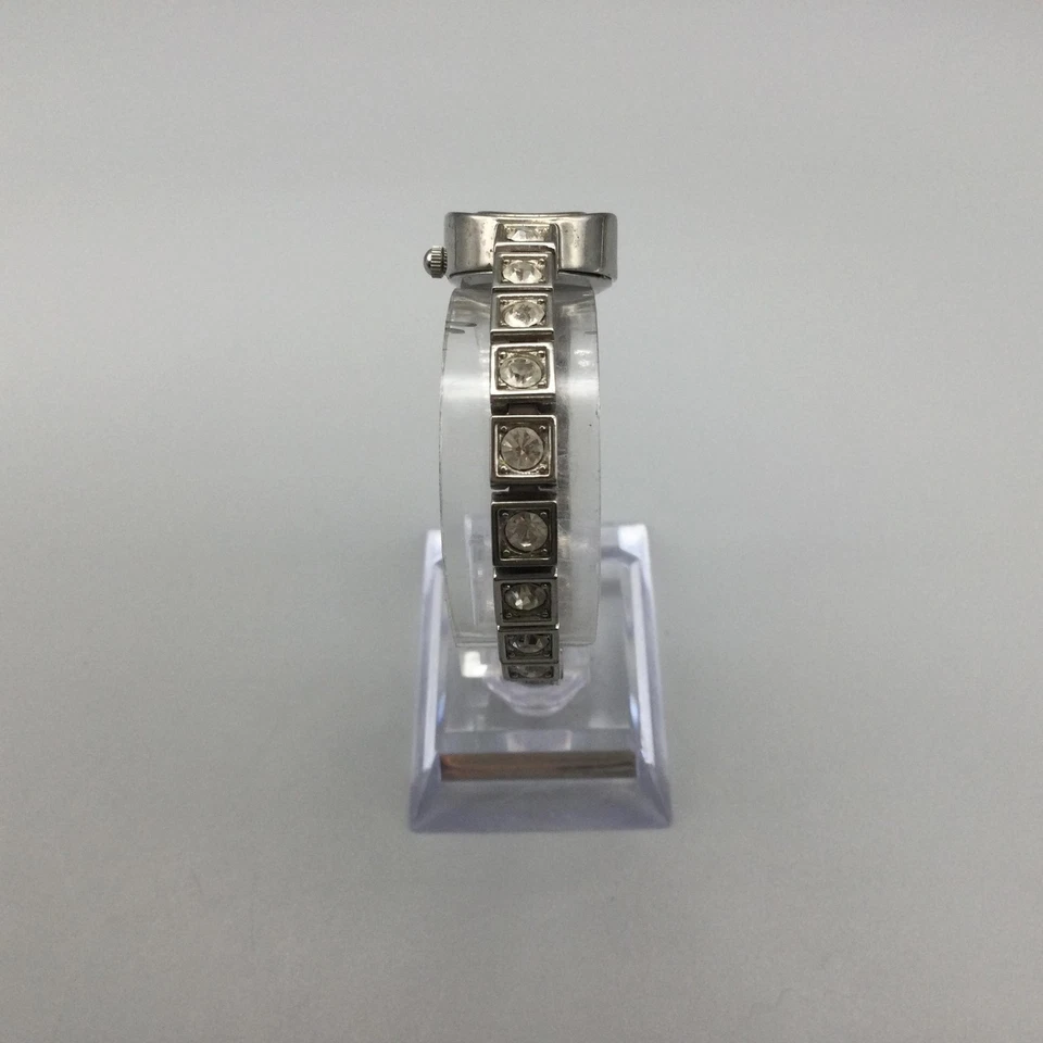 Premier Designs Watch Womens 19mm Silver Tone Crystal Bracelet New Battery 7" - Imagem 4 de 4