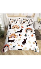 Erosebridal Black Cat Kids Bedding Set Full Size Cute Pet Animal Kitten Bedding