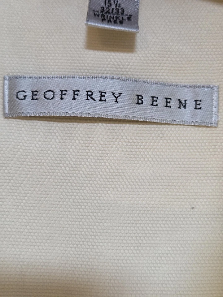 Camisa Geoffrey Beene Para Hombre Mediana 15.5 32/33 Blanco Vestido Sin Arrugas Foto 4 de 4