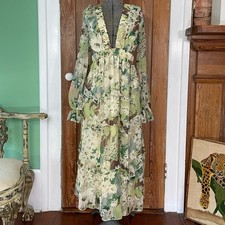 NWT ASOS DESIGN Tiered Ruffle Floral Strappy Lace Up Back Midi Dress Sz 6 🧡🍄