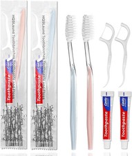 100pcs Disposable Toothbrushes with Toothpaste Floss Individually Wrapped, 2 ...