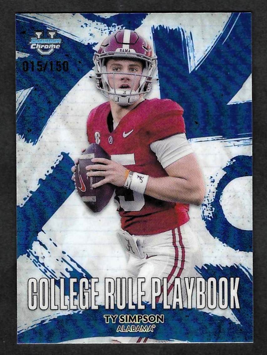 Ty Simpson [Blue Refractor] #CRP-12 2025 Bowman Chrome University 15/150 Jersey#