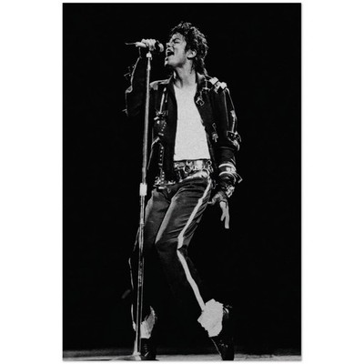 Michael Jackson Live Performance Black White Poster