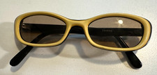 Vintage Y2K Narrow Oval Sunglasses - Cream  Black Two-Tone 1990s-early 2000s