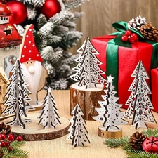 Maitys 12 Pcs Wooden Christmas Trees Tabletop Decor Wood 3D Trees... 