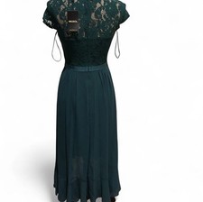 Miusol Women's Retro Lace Contrast Chiffon Ruffle Evening Maxi Dress small