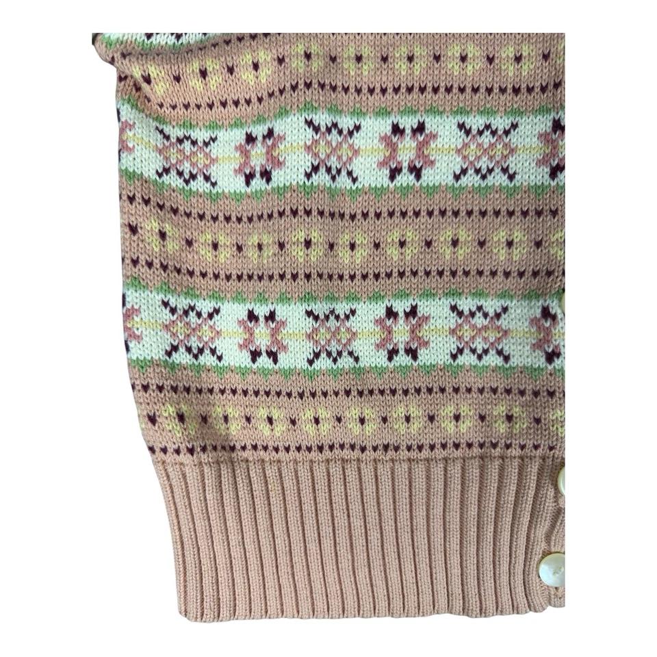Cárdigan Suéter Vintage Gap Mujer Fair Isle Mediano Rosa Tejido Nórdico Y2K Cabina Foto 3 de 4