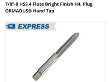 7/8-9 H4 4FL HSS Plug Hand Tap. NEW FMT Free Shipping USA