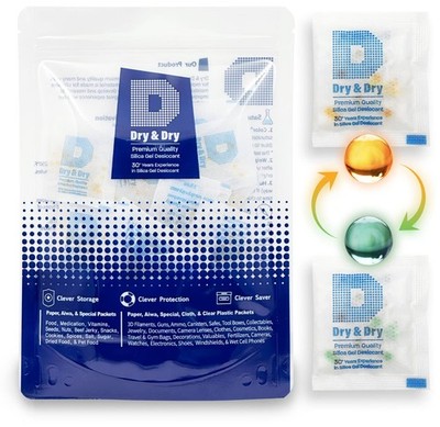 3 Gram100 Packets Orange Indicating Silica Gel Packets Desiccant Dehumidifier...