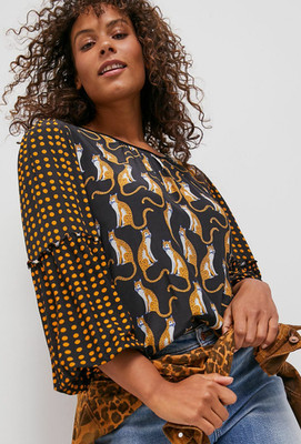 Anthropologie BL^NK London Brienz Leopard Top Novelty Preppy Lightweight Sz S
