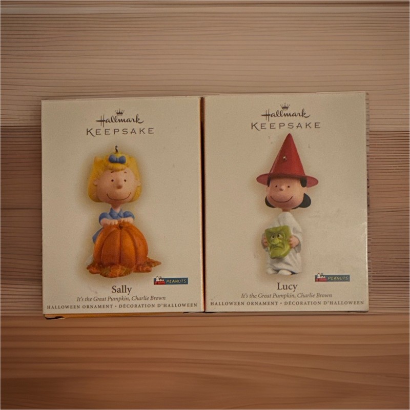 Hallmark Keepsake Peanuts Halloween Sally & Lucy Ornaments Set of 2 2006