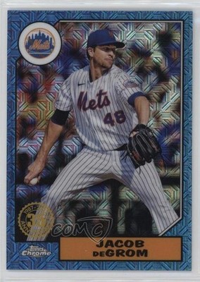 2022 Series 1 1987 Topps Chrome Silver Pack Mojo Blue 10/150 Jacob deGrom 9ut
