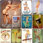 Metal Tin Sign Plaque Pinup Girls Wall Decoration Vintage Art 8x12