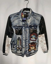 Elite Premium Denim Mocha Jacket Kids 10-12 Patches Streetwear