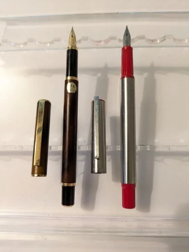 vtg 2x Sailor Slim Fountain Pen Lot - 14k F Nib - Steel F Nib - product listing photo