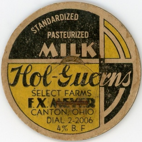 Milk Bottle Cap - Hol-Guerns Select Farms - F. X. Meyer - Canton, OH (Ohio)