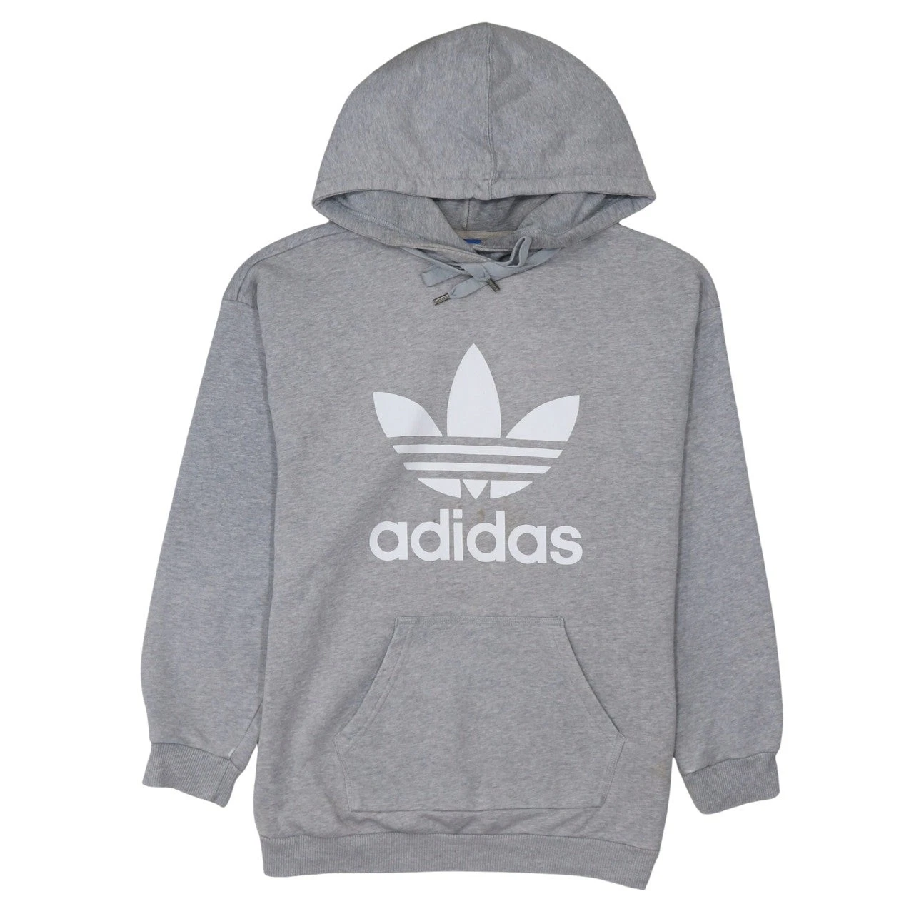 Adidas Women Grey Pullover Hoodie L Logo Sweatshirt Casual