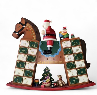 Costco Christmas Wooden Rocking Horse Santa Advent Calendar With Toys-FLAWED