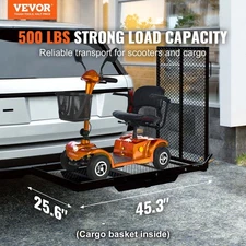 VEVOR Hitch Mount Cargo Carrier, Iron Hitch Cargo Rack With Folding Ramp, Hitch 