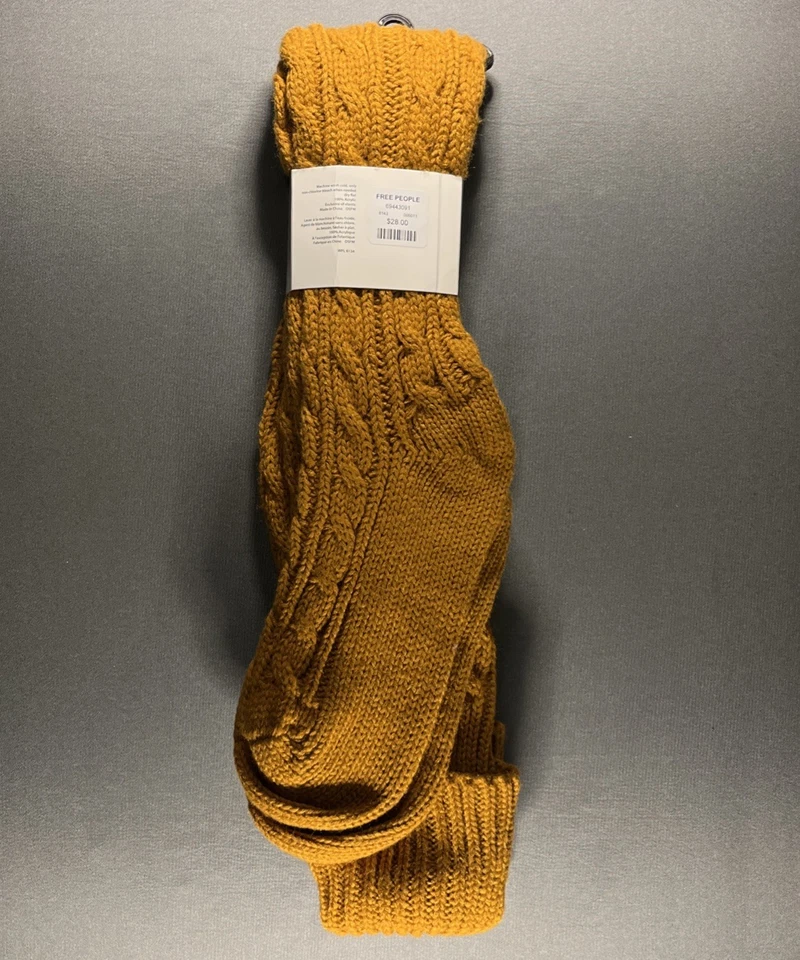 Free People Alpine Sobre la Rodilla Grueso Cable Tejido Calcetines Jengibre Óxido Marrón Nuevo con Etiquetas Foto 3 de 4