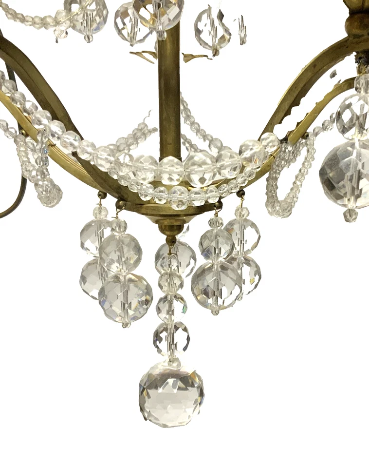 Ancien LUSTRE à pampilles de cristal 5 branches Xixème - Photo 2/4