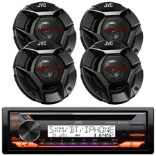 JVC Single DIN Marine Bluetooth CD Stereo Receiver, 4x 4" 220W 2-Way Car Speaker