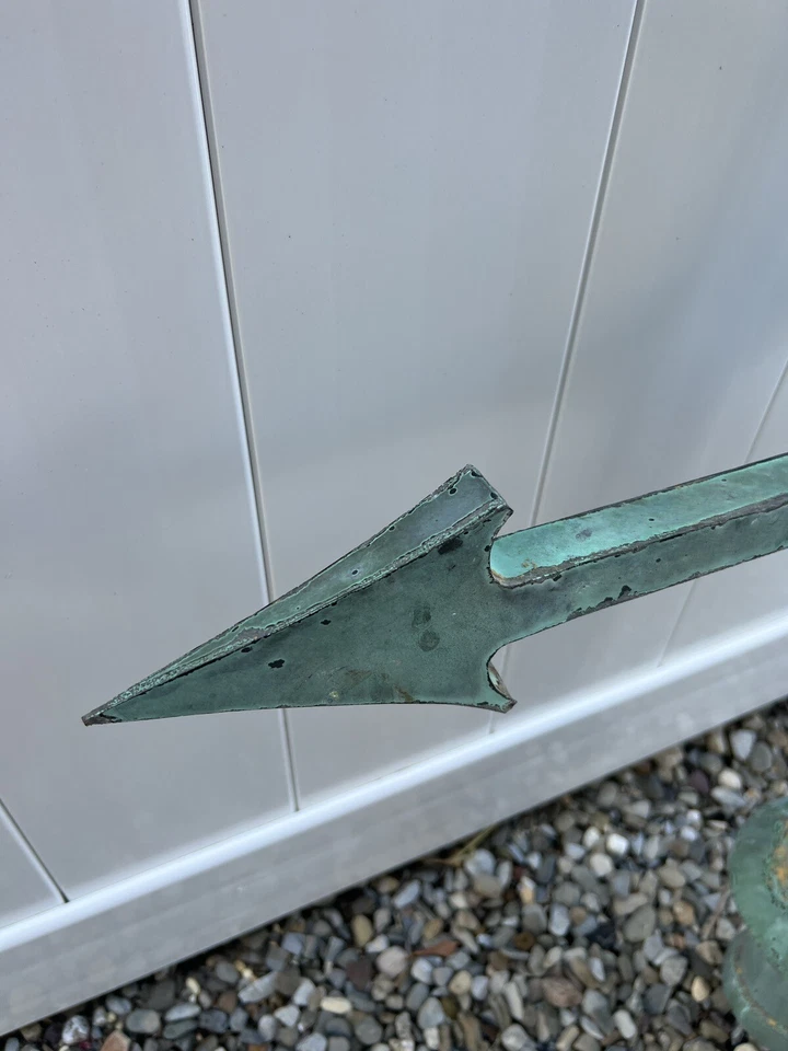 "Antigua veleta de metal vintage industrial de metal verde 47,5"" H jardín patio" Foto 4 de 4