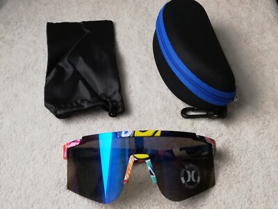 Hurley Semi Rimless Shield Sunglasses Aqua Blue Gradient 100% UV Polarized