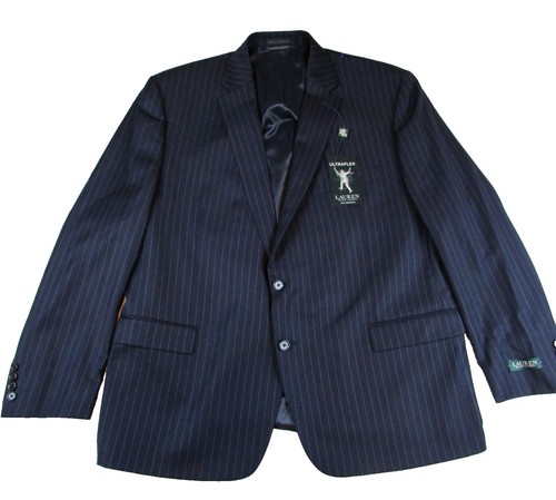 Ralph Lauren SILK sz 14 blazer,JACKET,navy blue cream stripes z4