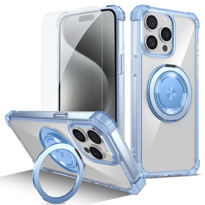 TPU Case For iPhone 16 Pro Max 15 Pro Shockproof Screen Protector Magnetic Stand