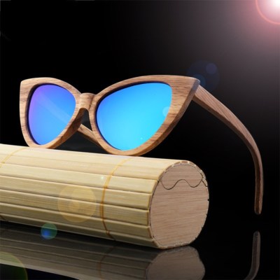 Retro Women Cat Eye Sunglasses Vintage Shade Zebra Wood Polarized Wooden  Glasses