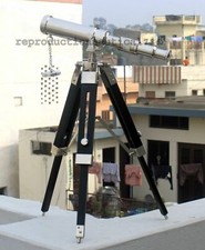 Silver Brass Desk Telescope Handmade With Wooden Tripod Stand Nautical Gift