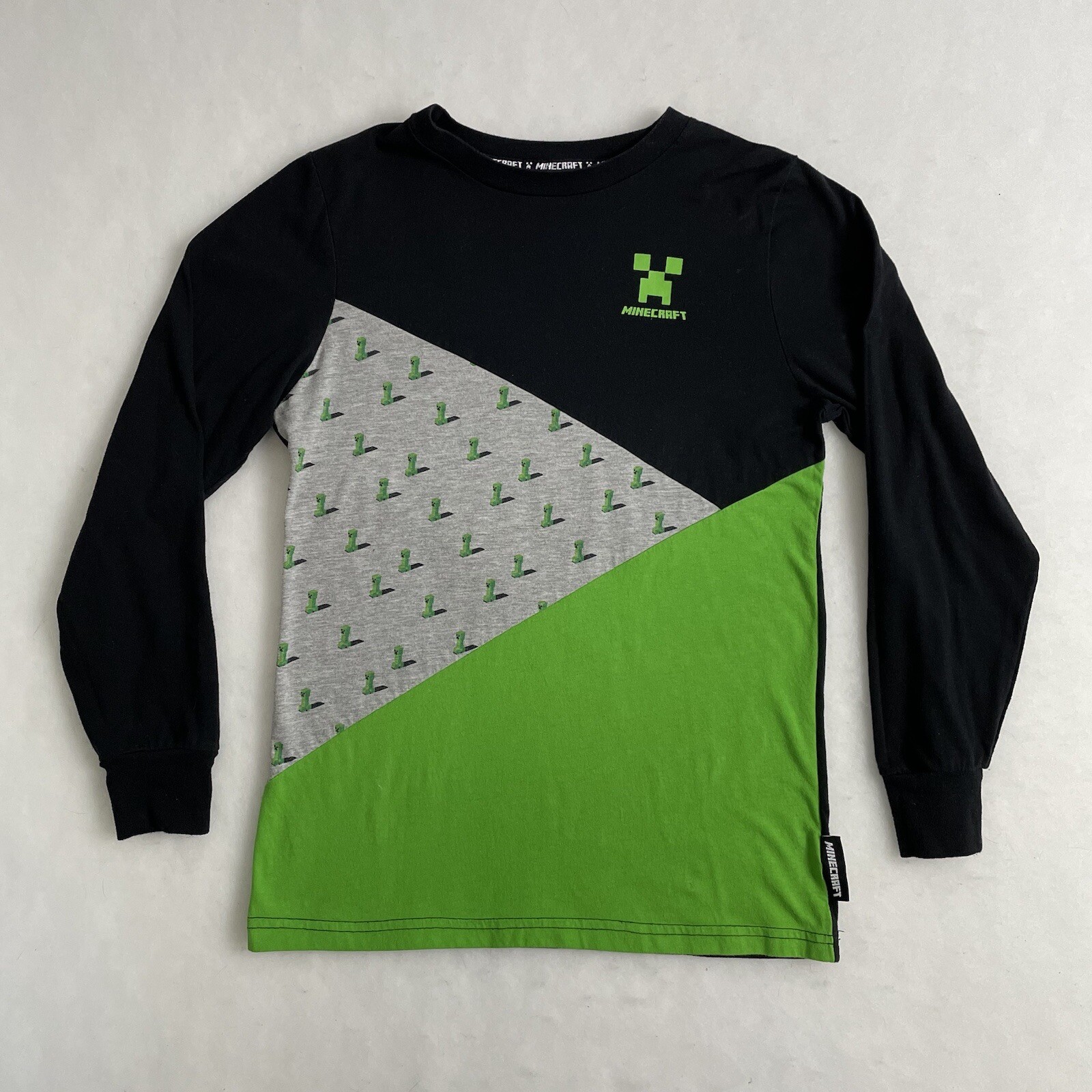 Mojang Minecraft Youth Long Sleeve Creeper Face And Character Block Sz ...