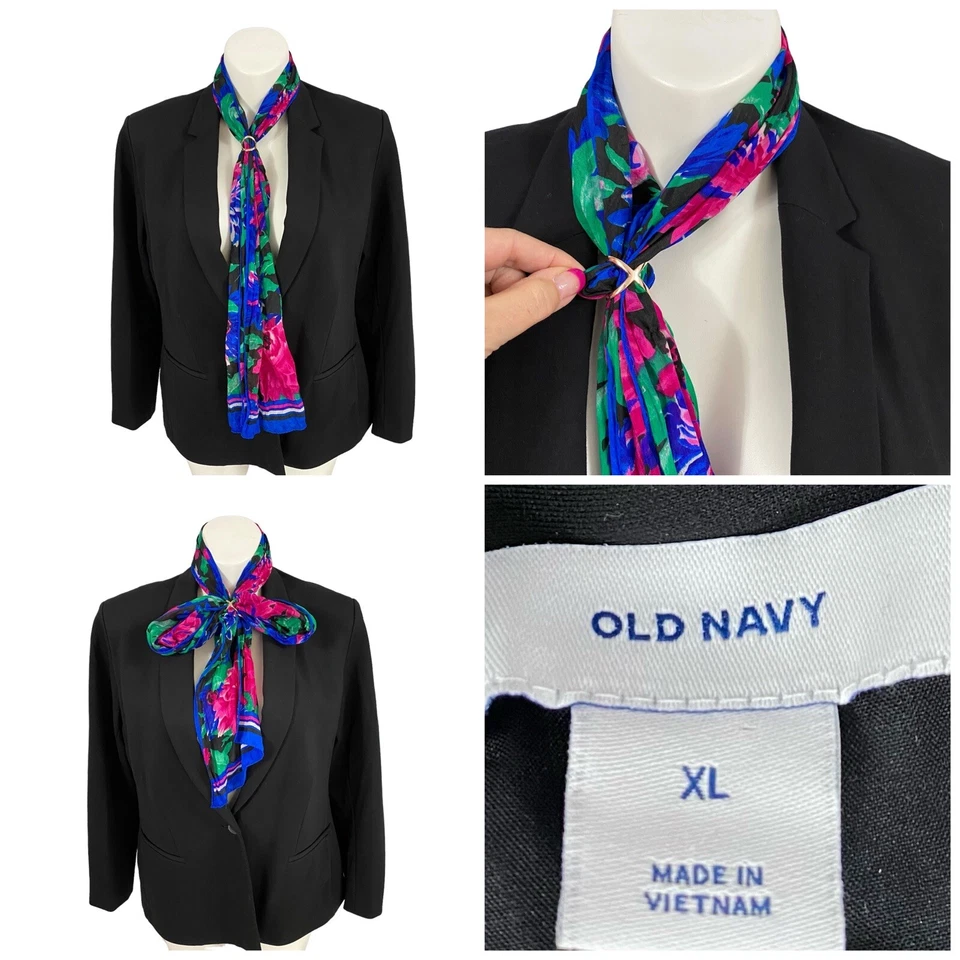 Blazer Old Navy Mujer XL Ponte Tejido Negro Cápsula Básica Trabajo Oficina Chaqueta Foto 2 de 4